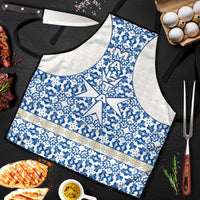 Malta Apron with Blue White Tile Design and Maltese Cross Pattern - Wonder Print Shop