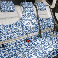 Malta Back Car Seat Cover with Blue White Tile Design and Maltese Cross Pattern - Wonder Print Shop