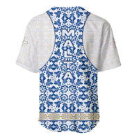Malta Baseball Jersey with Blue White Tile Design and Maltese Cross Pattern - Wonder Print Shop