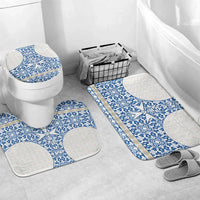 Malta Bathroom Set with Blue White Tile Design and Maltese Cross Pattern - Wonder Print Shop
