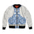 Malta Bomber Jacket with Blue White Tile Design and Maltese Cross Pattern - Wonder Print Shop