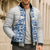 Malta Bomber Puffer Jacket with Blue White Tile Design and Maltese Cross Pattern - Wonder Print Shop