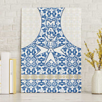Malta Canvas Wall Art with Blue White Tile Design and Maltese Cross Pattern - Wonder Print Shop