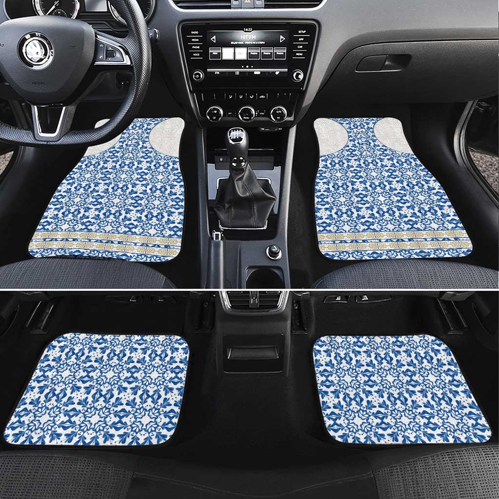 Malta Car Mats with Blue White Tile Design and Maltese Cross Pattern - Wonder Print Shop