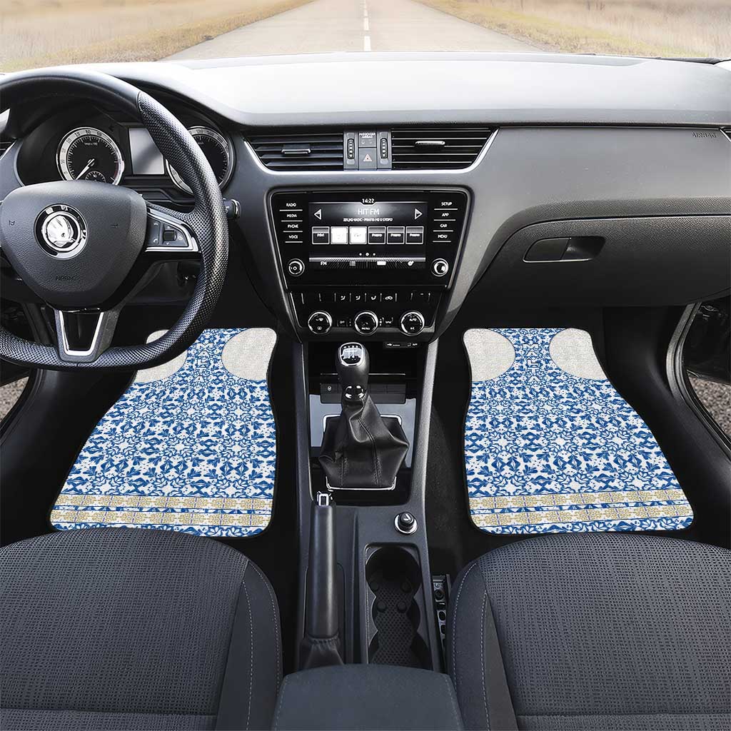 Malta Car Mats with Blue White Tile Design and Maltese Cross Pattern - Wonder Print Shop