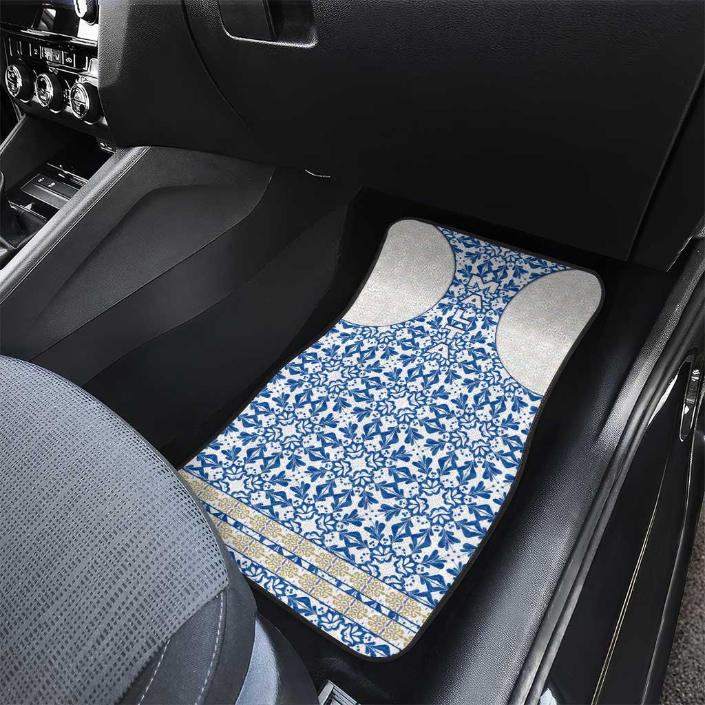 Malta Car Mats with Blue White Tile Design and Maltese Cross Pattern - Wonder Print Shop