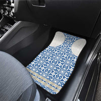 Malta Car Mats with Blue White Tile Design and Maltese Cross Pattern - Wonder Print Shop