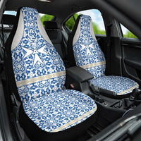 Malta Car Seat Cover with Blue White Tile Design and Maltese Cross Pattern - Wonder Print Shop
