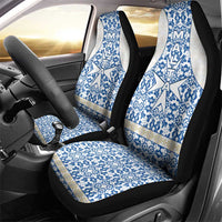 Malta Car Seat Cover with Blue White Tile Design and Maltese Cross Pattern - Wonder Print Shop