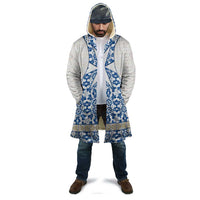 Malta Cloak with Blue White Tile Design and Maltese Cross Pattern - Wonder Print Shop