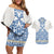 Malta Couples Matching Off Shoulder Short Dress and Hawaiian Shirt with Blue White Tile Design and Maltese Cross Pattern - Wonder Print Shop