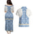 Malta Couples Matching Puletasi and Hawaiian Shirt with Blue White Tile Design and Maltese Cross Pattern - Wonder Print Shop