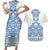 Malta Couples Matching Short Sleeve Bodycon Dress and Hawaiian Shirt with Blue White Tile Design and Maltese Cross Pattern - Wonder Print Shop
