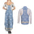 Malta Couples Matching Summer Maxi Dress and Long Sleeve Button Shirt with Blue White Tile Design and Maltese Cross Pattern - Wonder Print Shop