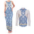 Malta Couples Matching Tank Maxi Dress and Long Sleeve Button Shirt with Blue White Tile Design and Maltese Cross Pattern - Wonder Print Shop
