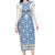 Malta Family Matching Long Sleeve Bodycon Dress and Hawaiian Shirt with Blue White Tile Design and Maltese Cross Pattern - Wonder Print Shop