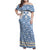Malta Family Matching Off Shoulder Maxi Dress and Hawaiian Shirt with Blue White Tile Design and Maltese Cross Pattern - Wonder Print Shop
