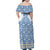 Malta Family Matching Off Shoulder Maxi Dress and Hawaiian Shirt with Blue White Tile Design and Maltese Cross Pattern - Wonder Print Shop