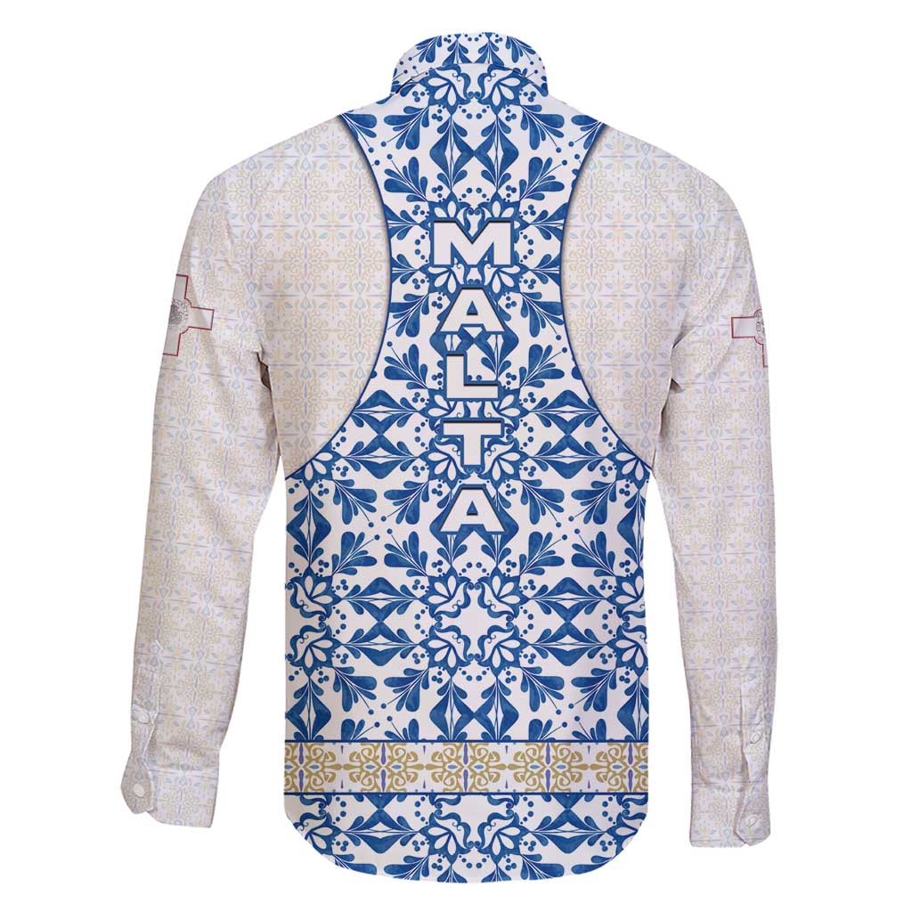 Malta Family Matching Short Sleeve Bodycon Dress and Hawaiian Shirt with Blue White Tile Design and Maltese Cross Pattern - Wonder Print Shop