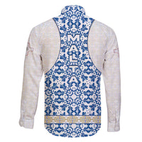 Malta Family Matching Short Sleeve Bodycon Dress and Hawaiian Shirt with Blue White Tile Design and Maltese Cross Pattern - Wonder Print Shop