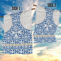 Malta Garden Flag with Blue White Tile Design and Maltese Cross Pattern - Wonder Print Shop