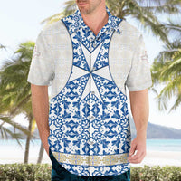 Malta Hawaiian Shirt with Blue White Tile Design and Maltese Cross Pattern - Wonder Print Shop