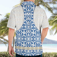 Malta Hawaiian Shirt with Blue White Tile Design and Maltese Cross Pattern - Wonder Print Shop