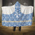 Malta Hooded Blanket with Blue White Tile Design and Maltese Cross Pattern - Wonder Print Shop