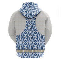 Malta Hoodie with Blue White Tile Design and Maltese Cross Pattern - Wonder Print Shop