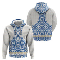 Malta Hoodie with Blue White Tile Design and Maltese Cross Pattern - Wonder Print Shop