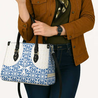 Malta Leather Bag with Blue White Tile Design and Maltese Cross Pattern - Wonder Print Shop