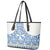 Malta Leather Tote Bag with Blue White Tile Design and Maltese Cross Pattern - Wonder Print Shop