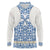 Malta Long Sleeve Polo Shirt with Blue White Tile Design and Maltese Cross Pattern - Wonder Print Shop