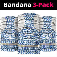 Malta Neck Gaiter with Blue White Tile Design and Maltese Cross Pattern TS04