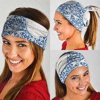 Malta Neck Gaiter with Blue White Tile Design and Maltese Cross Pattern TS04