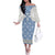 Malta Off The Shoulder Long Sleeve Dress with Blue White Tile Design and Maltese Cross Pattern - Wonder Print Shop
