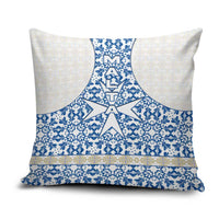 Malta Pillow Cover with Blue White Tile Design and Maltese Cross Pattern - Wonder Print Shop