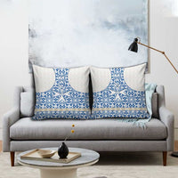 Malta Pillow Cover with Blue White Tile Design and Maltese Cross Pattern - Wonder Print Shop