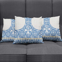 Malta Pillow Cover with Blue White Tile Design and Maltese Cross Pattern - Wonder Print Shop