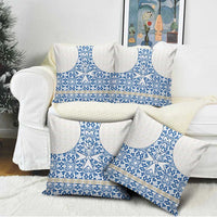 Malta Pillow Cover with Blue White Tile Design and Maltese Cross Pattern - Wonder Print Shop