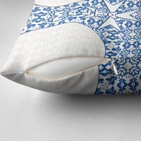 Malta Pillow Cover with Blue White Tile Design and Maltese Cross Pattern - Wonder Print Shop