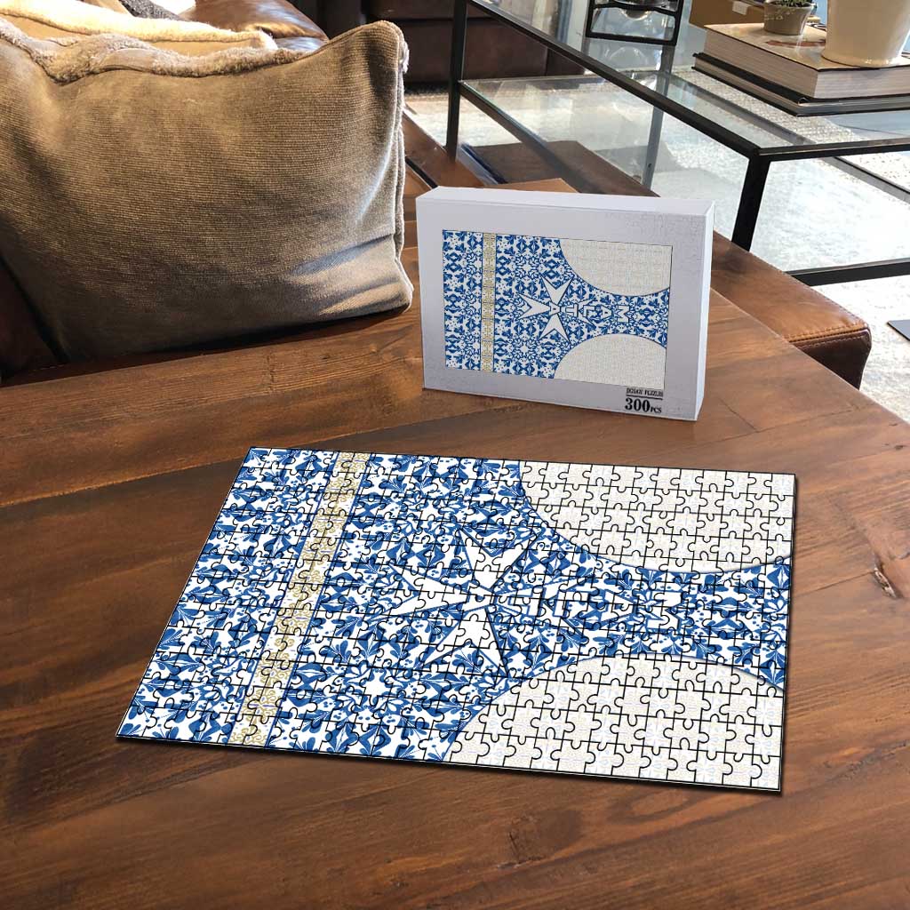 Malta Puzzle with Blue White Tile Design and Maltese Cross Pattern - Wonder Print Shop