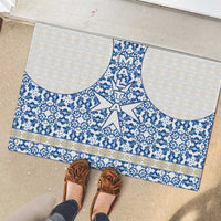 Malta Rubber Doormat with Blue White Tile Design and Maltese Cross Pattern - Wonder Print Shop