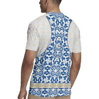 Malta Rugby Jersey with Blue White Tile Design and Maltese Cross Pattern - Wonder Print Shop