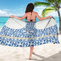 Malta Sarong with Blue White Tile Design and Maltese Cross Pattern - Wonder Print Shop