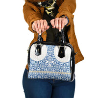 Malta Shoulder Handbag with Blue White Tile Design and Maltese Cross Pattern - Wonder Print Shop