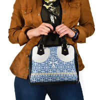Malta Shoulder Handbag with Blue White Tile Design and Maltese Cross Pattern - Wonder Print Shop