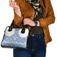 Malta Shoulder Handbag with Blue White Tile Design and Maltese Cross Pattern - Wonder Print Shop