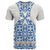 Malta T Shirt with Blue White Tile Design and Maltese Cross Pattern - Wonder Print Shop