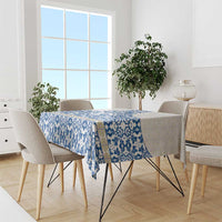 Malta Tablecloth with Blue White Tile Design and Maltese Cross Pattern - Wonder Print Shop